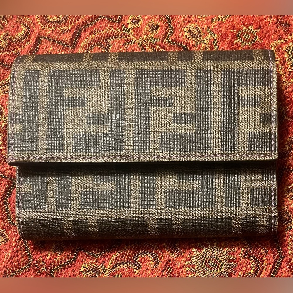 Fendi Zucca Print Trifold Wallet, Brown